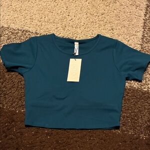 P'tula Teal Blue Crop Top with Built in Bra